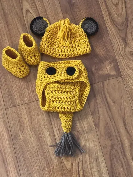 Roupinha Simba de crochê,para ensaio fotográfico bebe