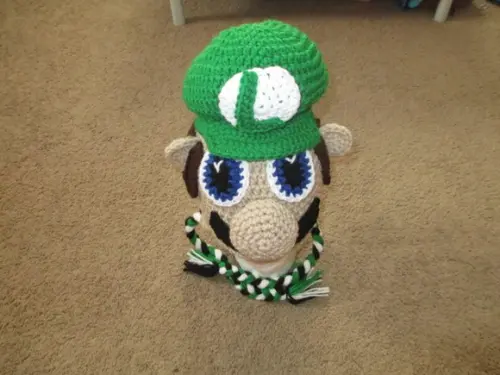 Touca do Mario Bros Luigi em Crochê