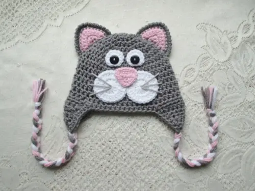 Touca Gatinho em Crochê