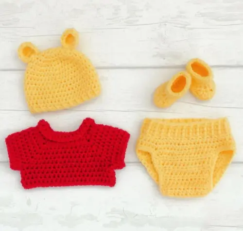 Ursinho Pooh Bebê, Roupas de Crochê para Ensaio Fotográfico
