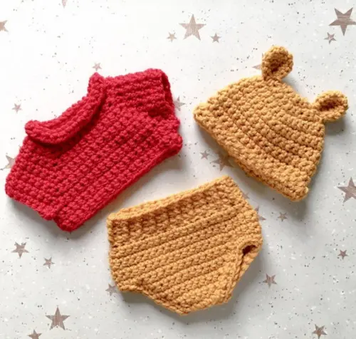 Ursinho Pooh Bebê, Roupas de Crochê para Ensaio Fotográfico