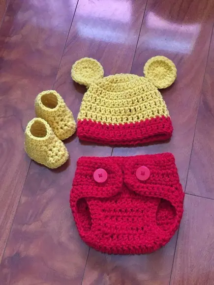Ursinho Pooh Bebê, Roupas de Crochê para Ensaio Fotográfico