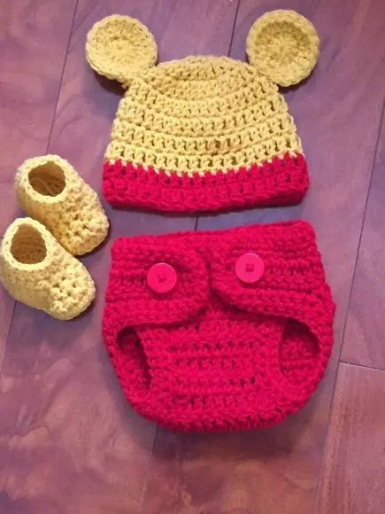 Ursinho Pooh Bebê, Roupas de Crochê para Ensaio Fotográfico