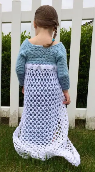 Vestido Elsa Frozen em Crochê