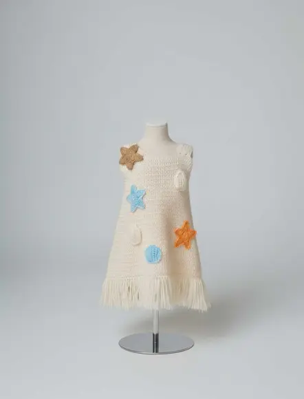 Vestido Infantil Crochê Fundo do Mar