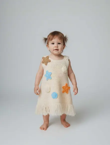 Vestido Infantil Crochê Fundo do Mar