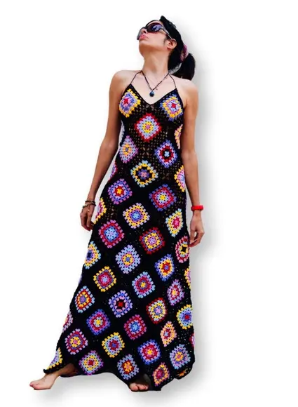Vestido saida de praia em crochê