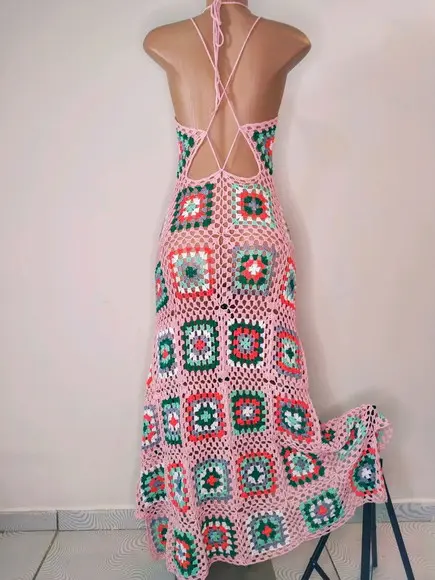 Vestido saida de praia em crochê