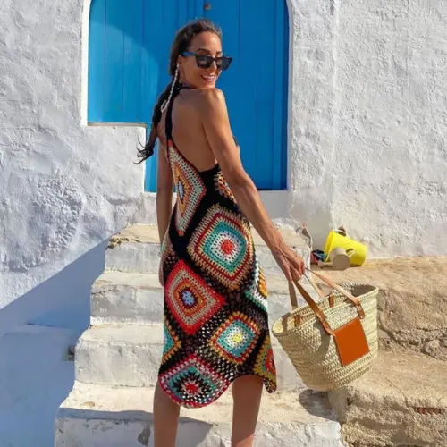 Vestido saida de praia em crochê
