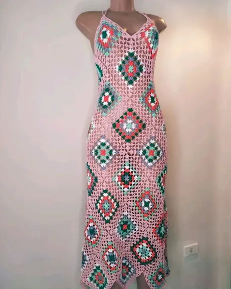 Vestido saida de praia em crochê