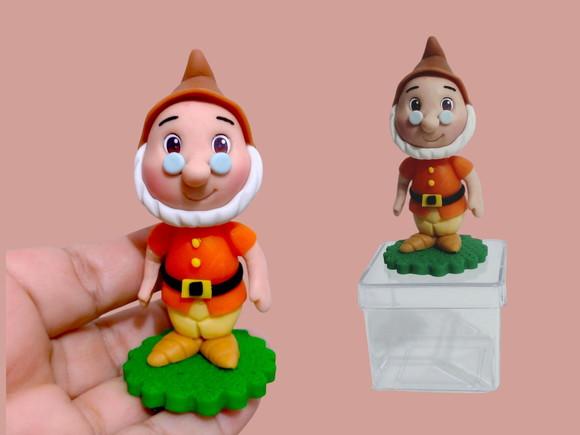 Kit  com 7 Anões Branca de Neve Aplique de Biscuit