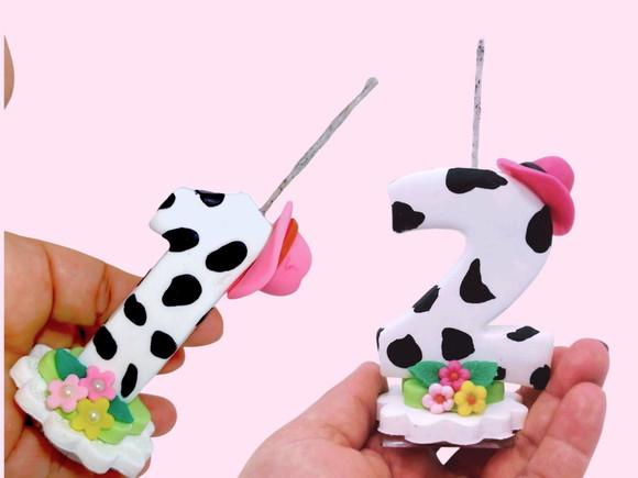 Vela de Aniversário Fazendinha em Biscuit