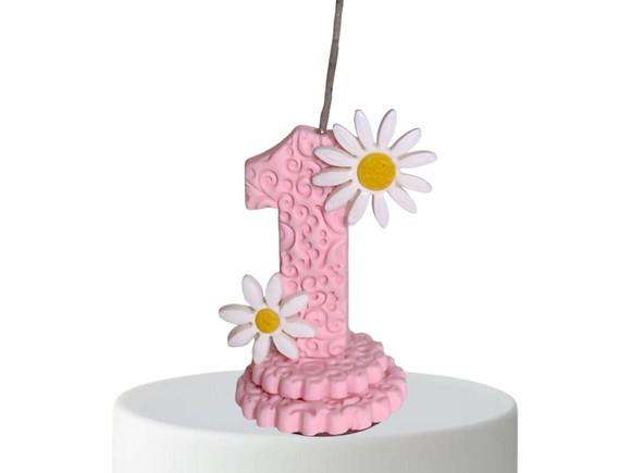 Vela de Aniversário Jardim das Margaridas em Biscuit