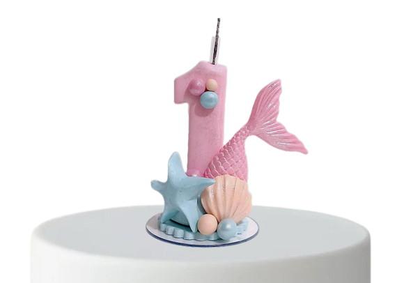 Vela de aniversario Sereia de biscuit