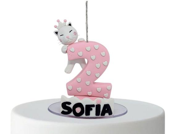 Vela Gatinha Princesa com Nome Personalizado.