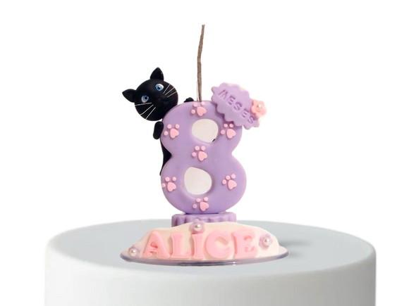 Vela Mesversário Personalizada Gatinho em Biscuit