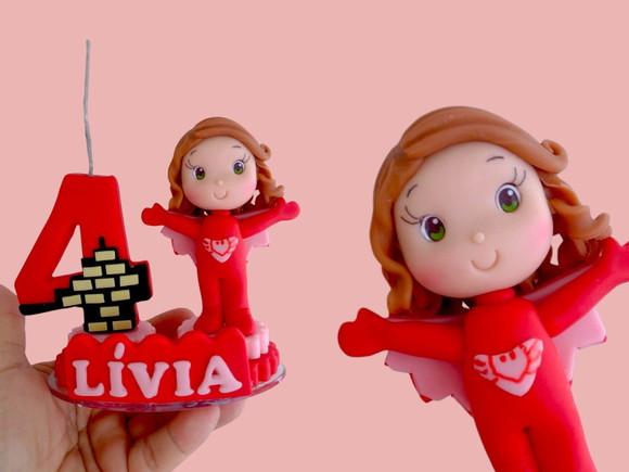 Vela Personalizada Corujinha menina em biscuit
