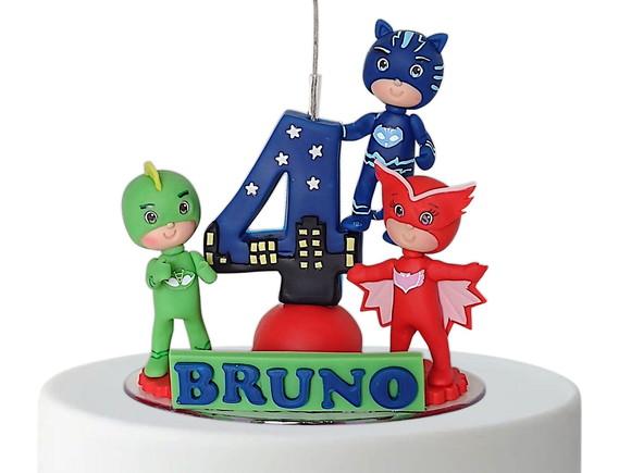 Vela Personalizada Pj Trio Heróis de Pijaminha