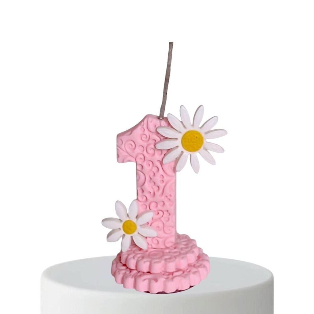 Vela de Aniversário Jardim das Margaridas em Biscuit