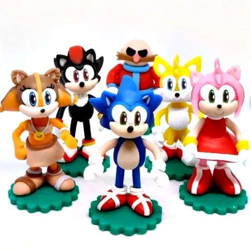 Aplique 3D Ouriço azul e amigos em biscuit