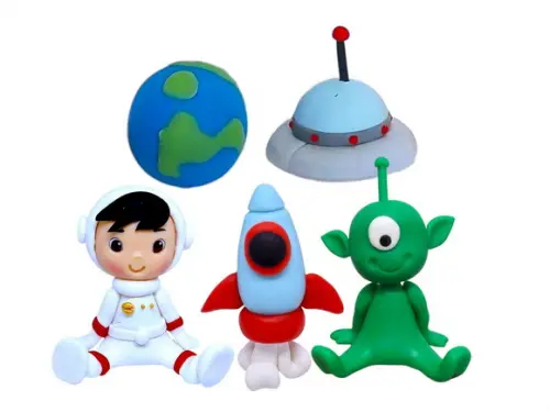 Kit 5 Apliques Astronauta em Biscuit para Lembrancinhas