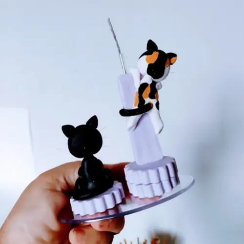 Vela de aniversário com 2 Gatinhos em Biscuit