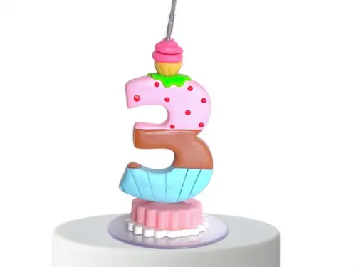 Vela de Aniversário Cupcake em Biscuit