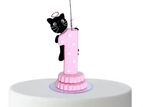 Vela de Aniversário Gatinho Anjo em Biscuit