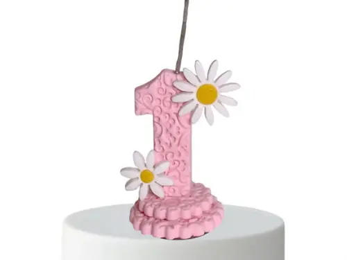 Vela de Aniversário Jardim das Margaridas em Biscuit