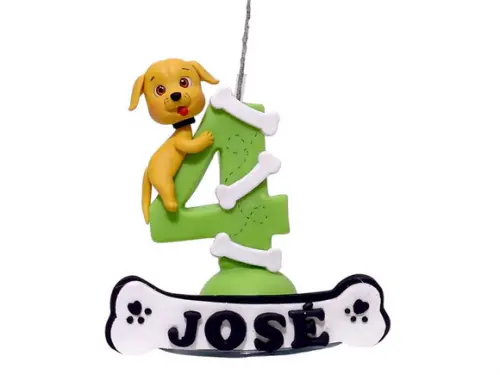 Vela de aniversário com Cachorrinho em biscuit