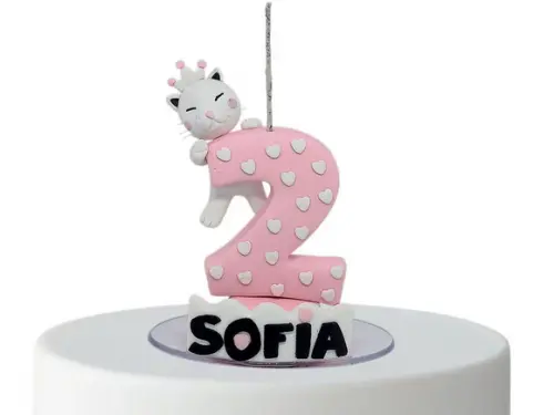 Vela Gatinha Princesa com Nome Personalizado.