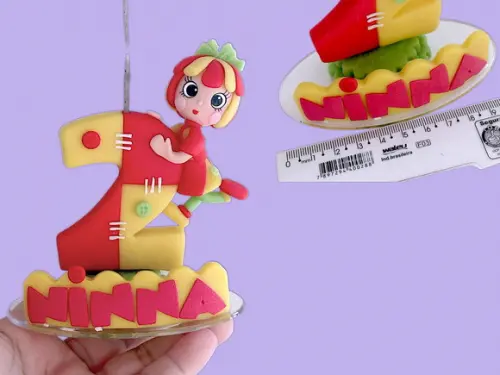 Vela Personalizada Boneca de Pano em biscuit