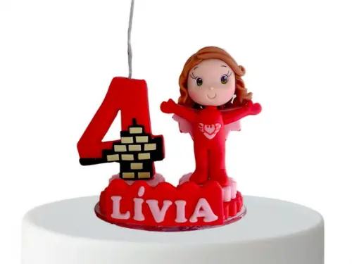 Vela Personalizada Pj Corujinha menina em biscuit