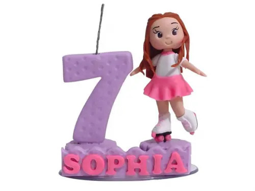 Vela Personalizada Patinadora em Biscuit