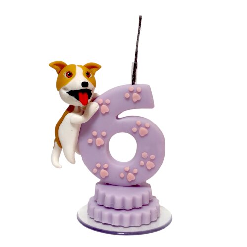 Vela de aniversário com Cachorrinho em biscuit
