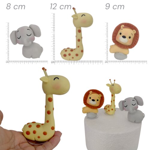 Topo de Bolo Safari Minimalista em Biscuit com Boneco Personaliza