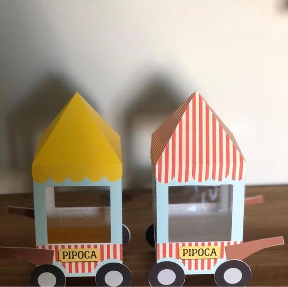 Caixa Carrinho de Pipoca Personalizada no tema da Festa!