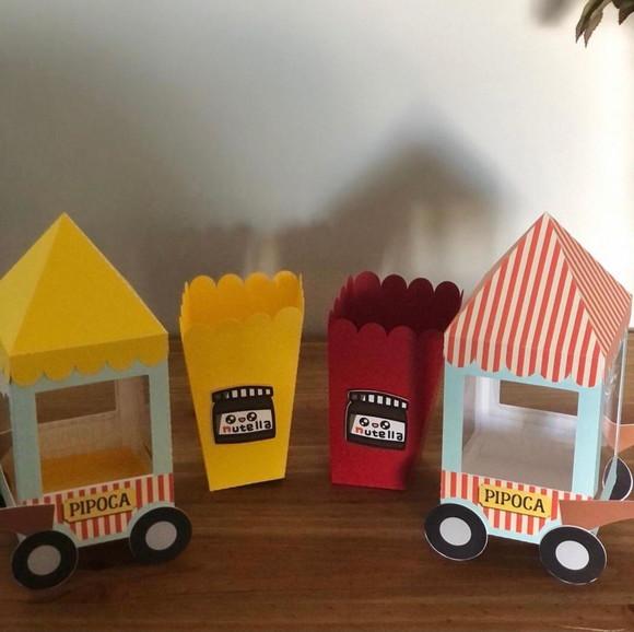 Caixa Carrinho de Pipoca Personalizada no tema da Festa!