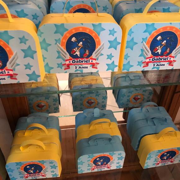 Caixa Lembrancinha Maleta Personalizada no Tema Sonic!