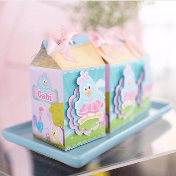 Caixa Milk Personalizada no tema Galinha Pintadinha Rosa