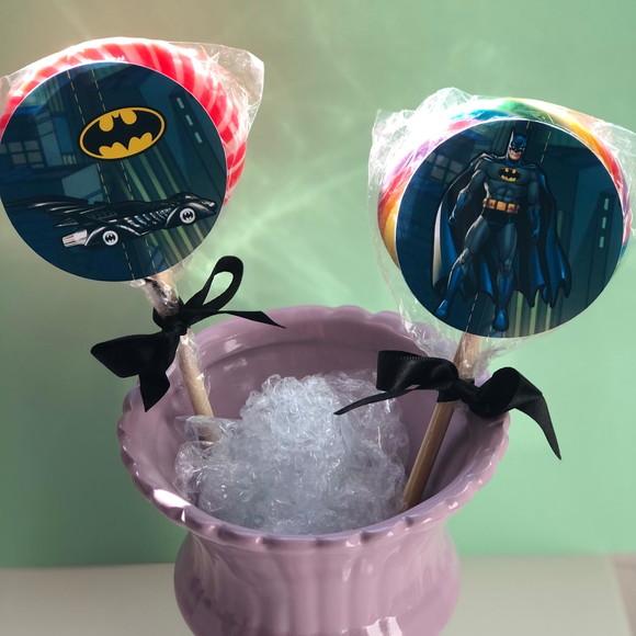 Kit 10 Adesivos para Pirulitos Personalizado no tema Batman