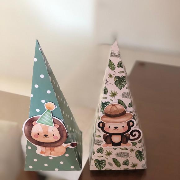 Kit 5 Caixas Cone Personalizada no tema Safari