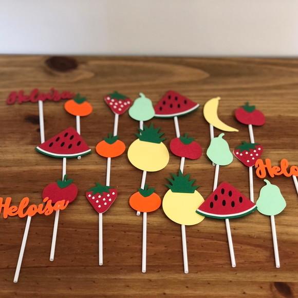 Kit Toppers para docinhos em camadas no tema frutinhas