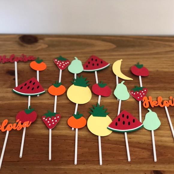 Kit Toppers para docinhos em camadas no tema frutinhas