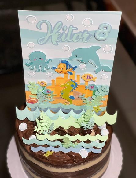 Topo de Bolo Personalizado no Tema Fundo do Mar!