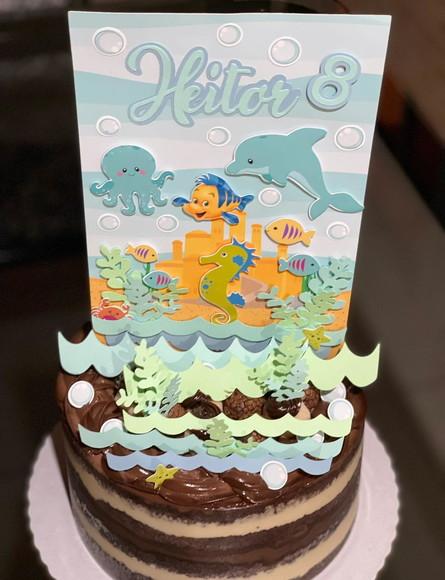 Topo de Bolo Personalizado no Tema Fundo do Mar!