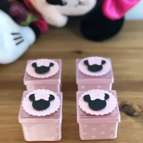 Caixa Acrílica Personalizada com o tema Minnie Rosa