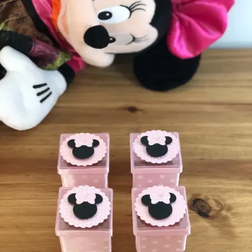 Caixa Acrílica Personalizada com o tema Minnie Rosa