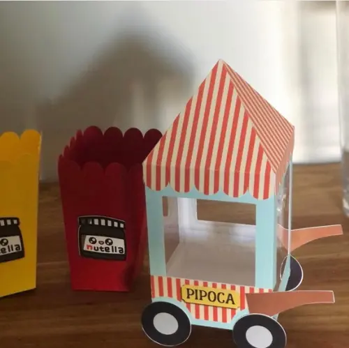 Caixa Carrinho de Pipoca Personalizada no tema da Festa!