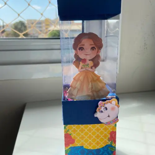 Caixa Dupla Shaker Acetato Personalizada Tema Bela e a Fera